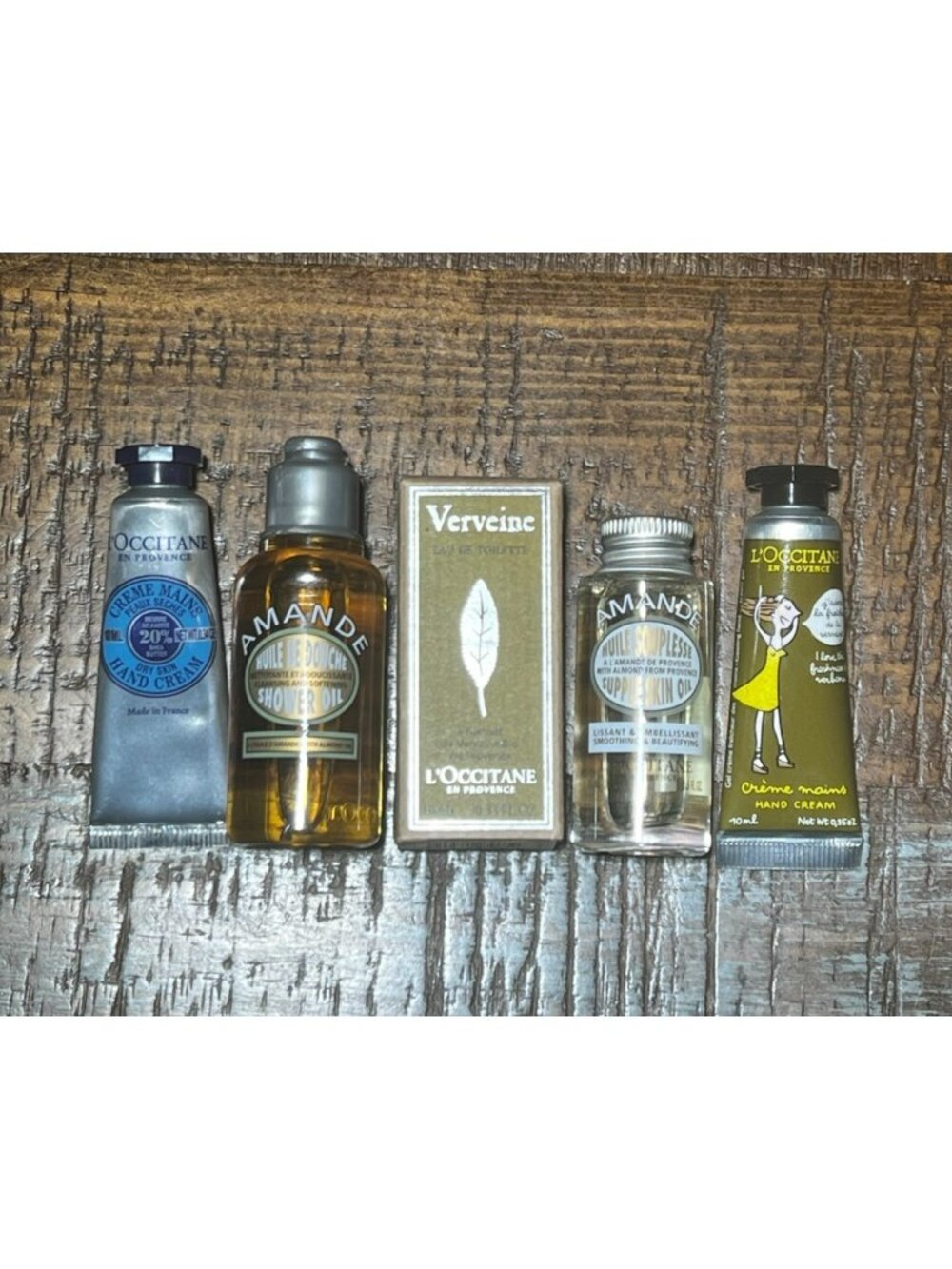 L'Occitane 5 PCS Mixed Lot Travel Body Care Verveine, Lotion, Shower & Skin Oil
